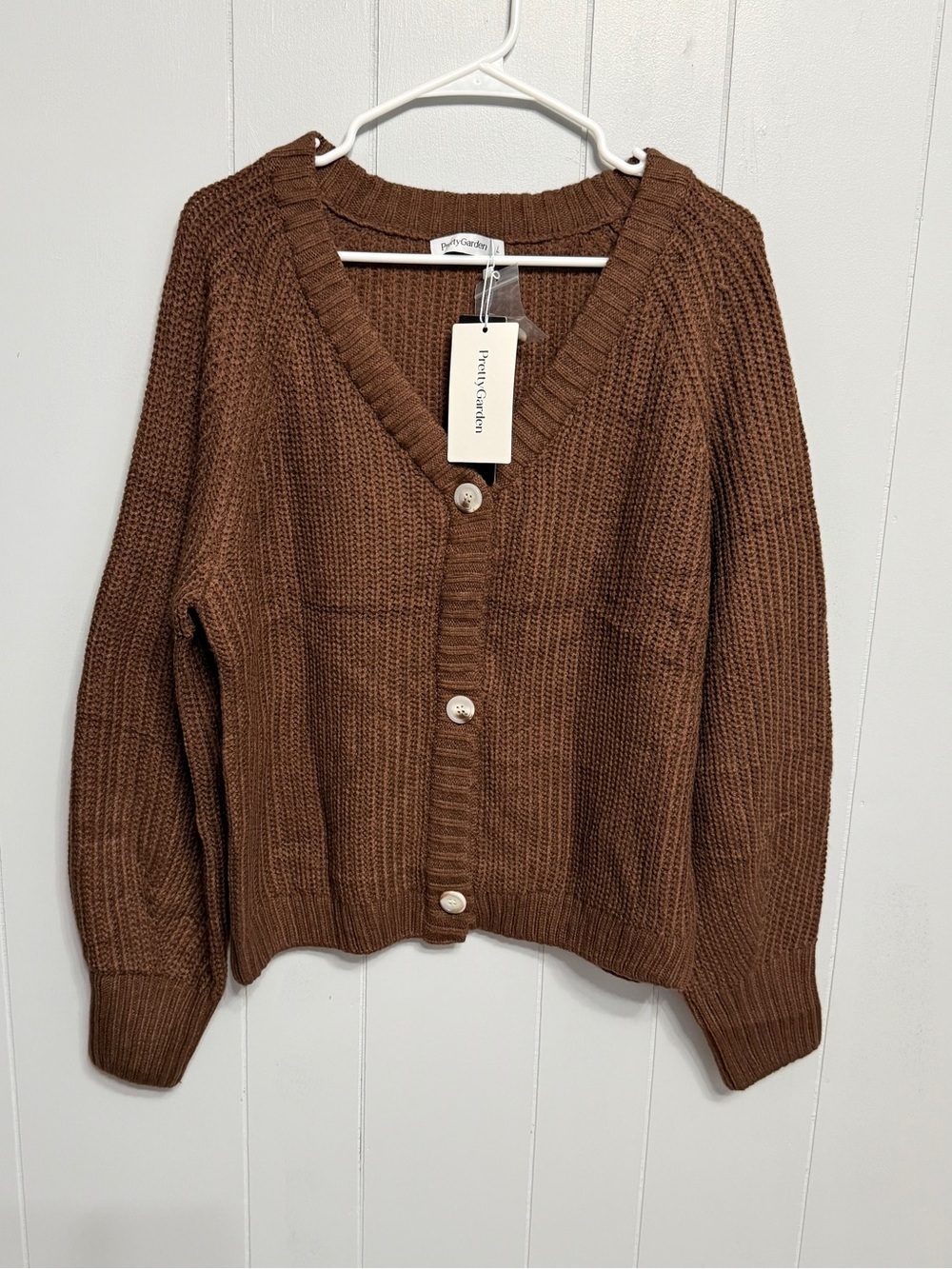 #2) NWT Cozy Brown V-Neck Button-Front Cardigan